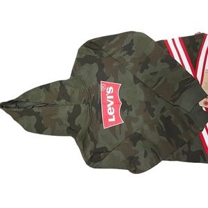 Levi's Green Camouflage Hoodie with Red Logo